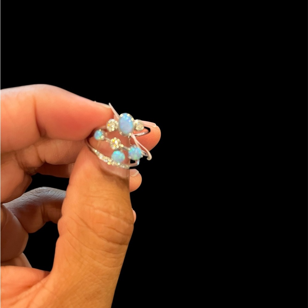 T.J.Maxx Silver Ring with Blue Opals